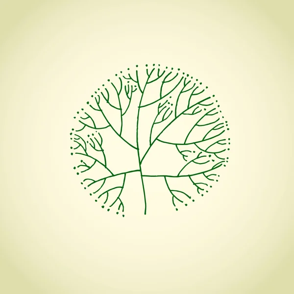 Lichterbaum-Symbol. Natur-Ikone mit rundem grünem Baum. Vektorkrank — Stockvektor