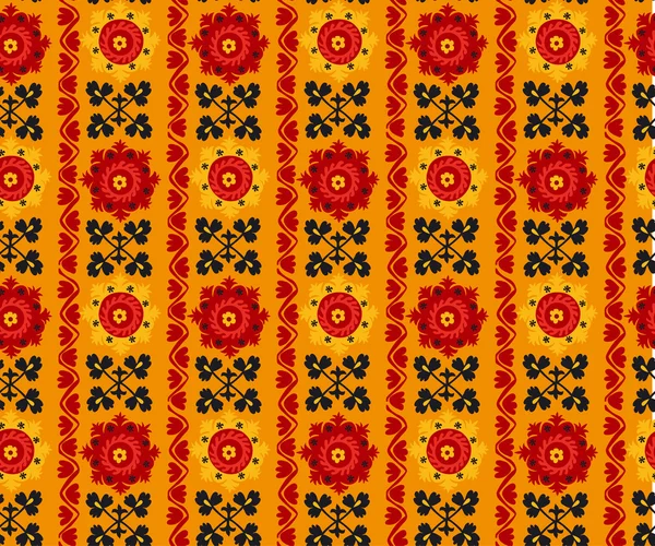 Noir, rouge et orange traditionnel asiatique tapis broderie Suzann — Image vectorielle