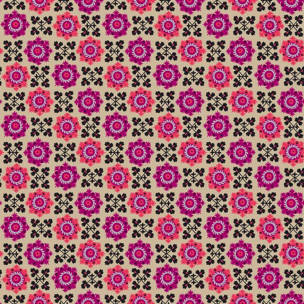 Традиционная азиатская ковровая вышивка Сюзанна в розовом и черном ко — стоковый вектор