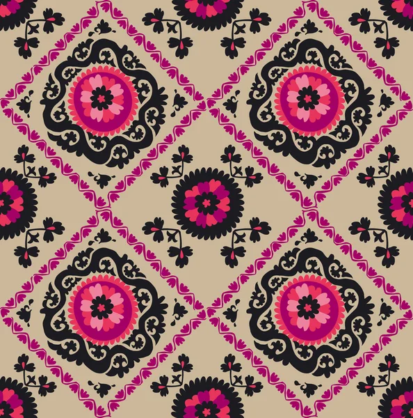 Tradicional asiática alfombra bordado suzanne en rosa y negro co — Archivo Imágenes Vectoriales