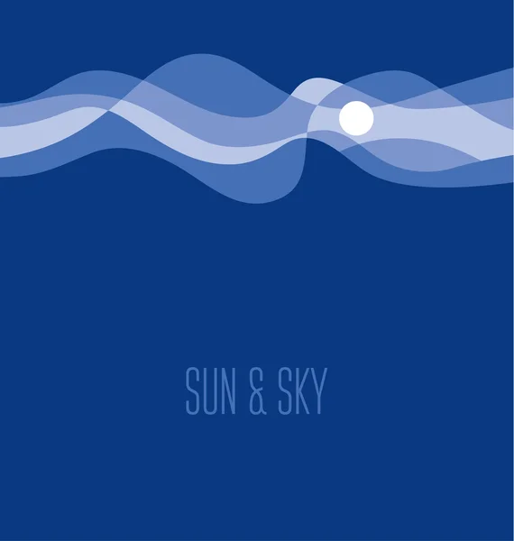 青い抽象的な日の出の空のベクトルイラスト。夜明けシンプルc — ストックベクタ