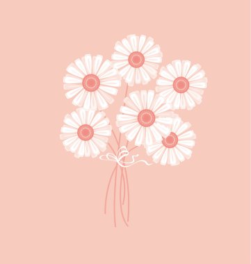 pastel bej renkli arka plan vektör illustrati papatya buketi