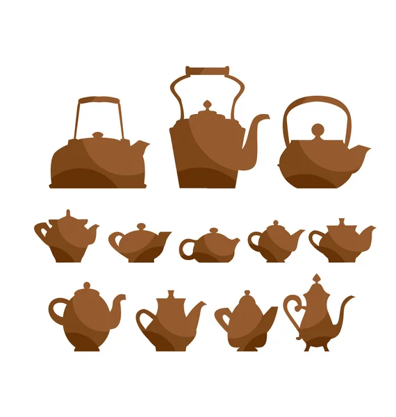 Чайник иконка набор чайник. Векторная иллюстрация символов столовой посуды. v — стоковый вектор