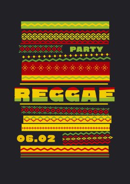 Retro geleneksel dekoratif desen. Reggae renk müzik backgro