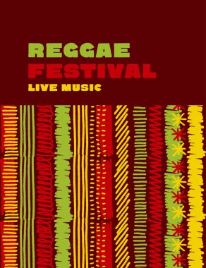 reggae music classic color background. Jamaica poster vector ill clipart