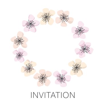 sakura çiçeği vektör çelenk şablonu. kiraz çiçek illustratio