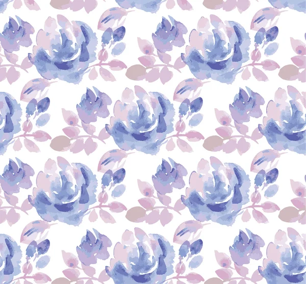 水彩画背景。淡い色の抽象的なバラ花シームレス — ストックベクタ