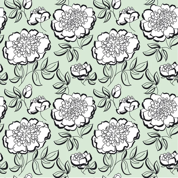 Witte pioen floral schets. Spring flower vectorillustratie. BL — Stockvector