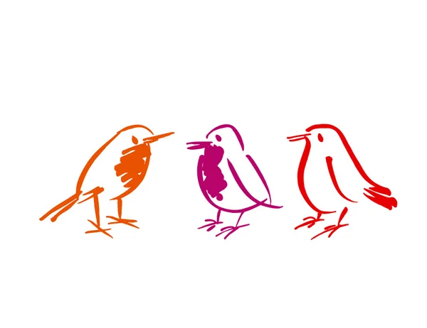 Ensemble d'icône oiseaux. image animale minable. croquis dessin à la main vecteur il — Image vectorielle