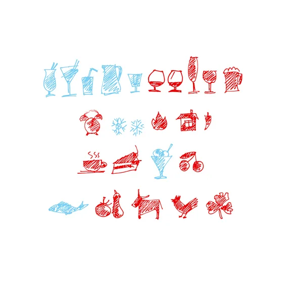 Voedsel pictogramserie. shabby maaltijd beeld. schets hand getrokken vector illus — Stockvector