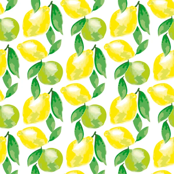 Watercolour lemon motif. concept vivid fashion backdrop on white — Stock Vector