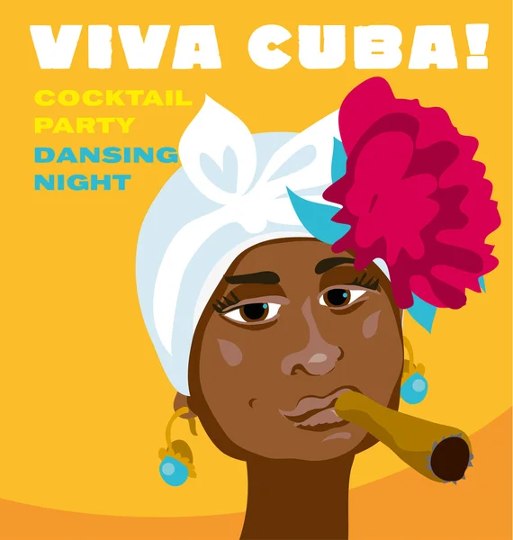 Cara de mulher cubana. desenho animado ilustração vetorial para cartaz de música . — Vetor de Stock