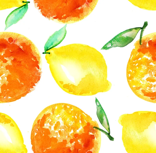 Illustrazione di arancia e limone ad acquerello. agrumi naturali — Foto Stock