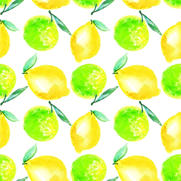 Aquarell-Illustration von Limetten und Zitronenfrüchten. Zitrusfrüchte natürlich ha — Stockfoto