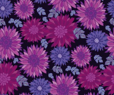 chrysanthemum flower tile design element.  aster floral decorati clipart