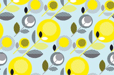 pastel renk 60s çiçek retro desenli. geometri dekoratif stili