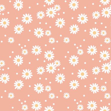 Daisy şirin seamless modeli. çiçek retro tarzı basit motif. WH