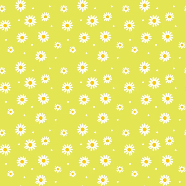Daisy cute seamless pattern. floral retro style simple motif. wh — Stock Vector