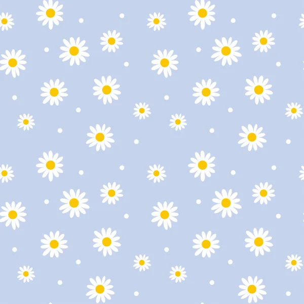 Gänseblümchen niedlich nahtlose Muster. Einfaches florales Retro-Motiv. wh — Stockvektor