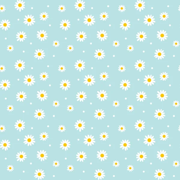 Daisy cute seamless pattern. floral retro style simple motif. wh — Stock Vector