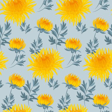 sonbaharda çiçek seamless modeli. sarı Kasımpatı yinelenebilir mo