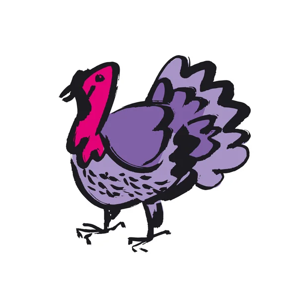 Funny thanksgiving turkey sketch. american cuisine poultry vecto — Stock Vector