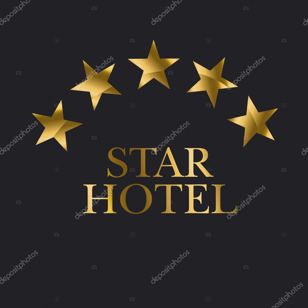 Five star hotel Gold icon vector. Yellow stars pictogram art. Star symbol illustration. luxury 5 stars logo