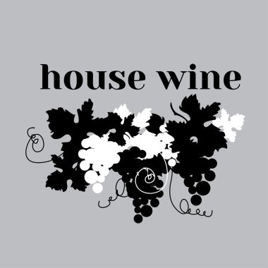 şarap poster siyah beyaz vektör çizim