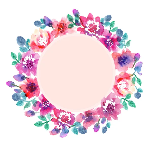 Delicate bleke kleur aquarel achtergrond. abstracte bloemen frame — Stockfoto