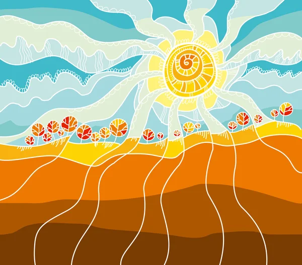 Illustration vectorielle du concept de paysage d'automne. style rustique fa — Image vectorielle