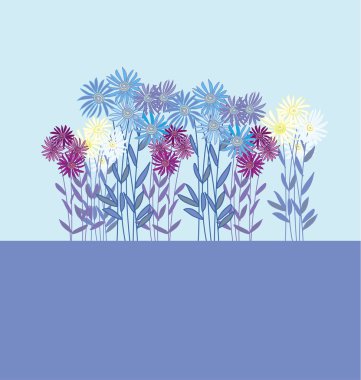 açık mavi arka plan üzerinde altın-papatya çiçek elemanı. dekoriv