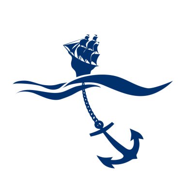 Web pankartları, kartlar, duvar kağıtları, arkaplanlar, web ve baskı projeleri için gemi ve dev çapa konsept poster şablonu. 