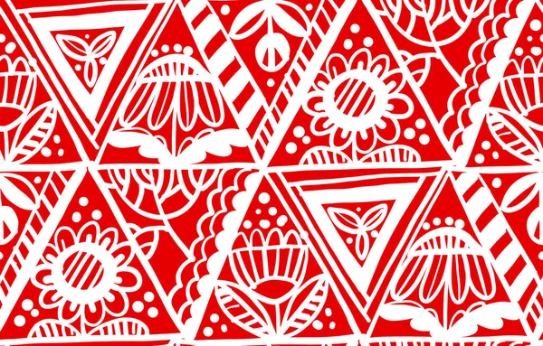 Spaß Rote Dekorative Handgezeichnete Blumen Nahtlose Muster Für Hintergrund Stoff — Stockvektor