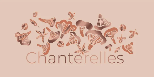 Élégant Style Décoratif Chanterelle Tête Menu Champignons Automne Élément Conception — Image vectorielle