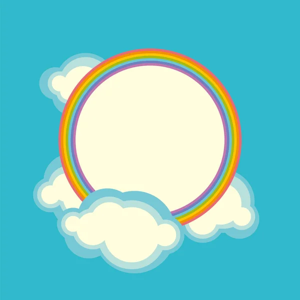 Błękitne Niebo Chmury Tęczowy Szablon Ramki Banery Internetowe Plakaty Karty — Wektor stockowy