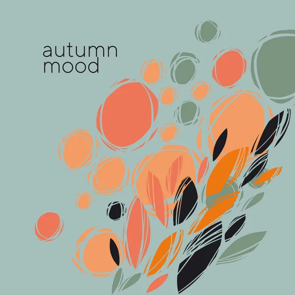 Plantes Fleurs Abstraites Automne Orange Sarcelle Automne Nature Élégante Composition — Image vectorielle