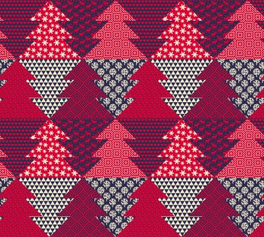 Arka plan, kumaş, tekstil, ambalaj, yüzey, ağ ve parmak izi tasarımı için noel ağacı gibi kusursuz desenler. Tekstil ve yüzey tasarımı için kışın vektör geometrik arkaplan uyumluluğu.