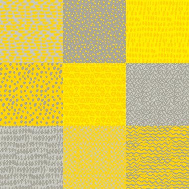 Sarı gri renklerde çeşitli el yapımı, pürüzsüz desen