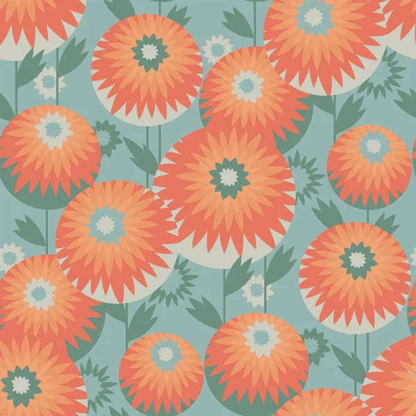 Herbst Ringelblumen Niedliche Geometrische Blumen Muster Nahtlose Muster Für Hintergrund — Stockvektor