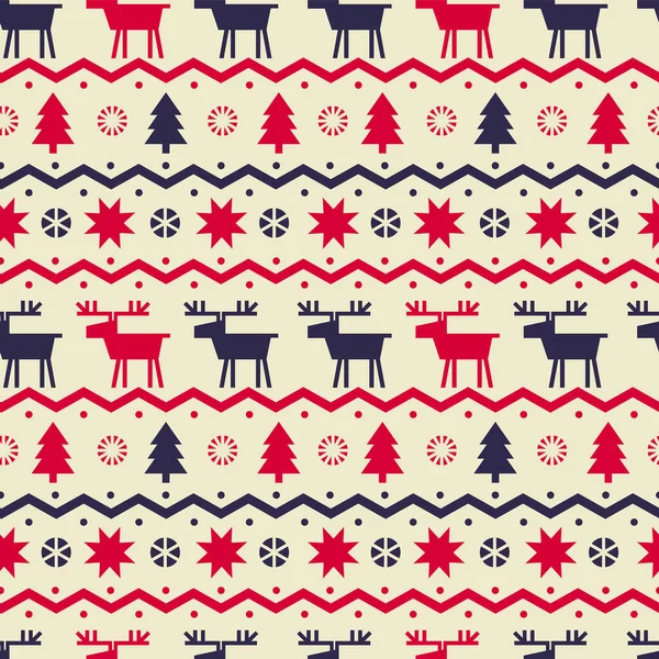 Vánoční Jelen Hvězdy Nordic Bezešvé Vzor Pro Pozadí Tkaniny Textil — Stockový vektor