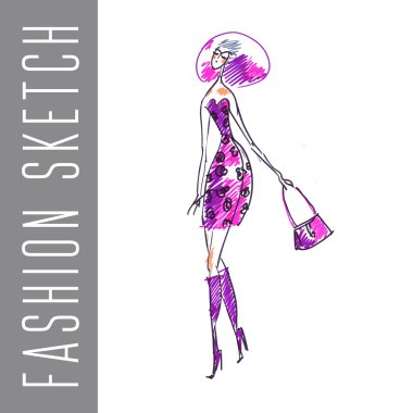 ashion el yapımı illüstrasyon kroki.