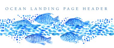 fish in the sea watercolor illustration