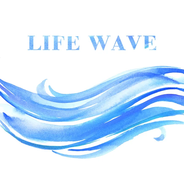 Watercolor water wave. blue hand drawn wave — ストック写真