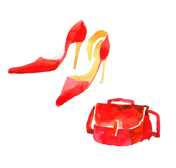 Watercolor fashion shoes illustration. — Stockfoto
