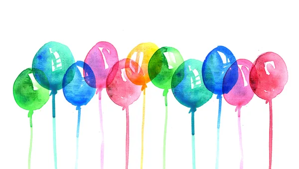 Aquarela cor balões ilustração — Fotografia de Stock