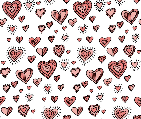 Seamless love heart pattern for fabric. hand drawn pattern woth hearts — Stock Vector