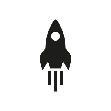 Beyaz arkaplanda roket simgesi. Vektör illüstrasyonu