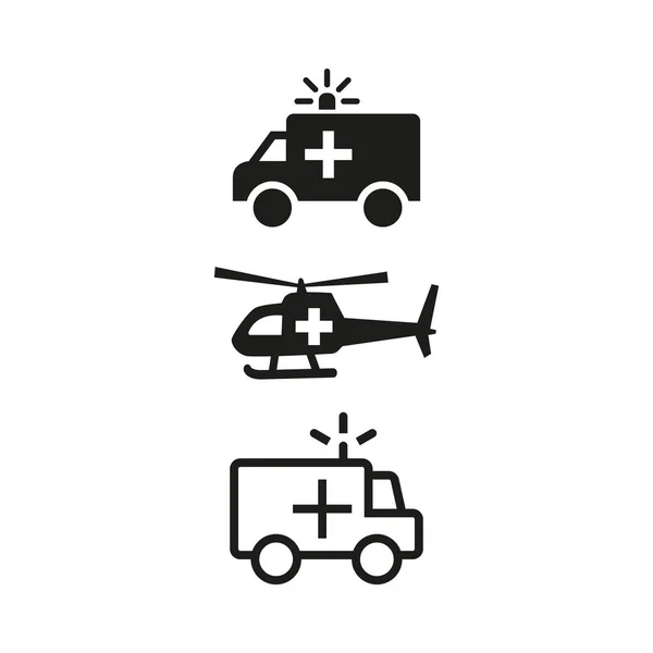 Iconos Ambulancia Sobre Fondo Blanco Ilustración Vectorial — Archivo Imágenes Vectoriales