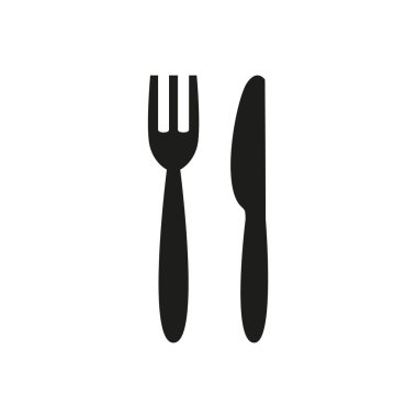 Beyaz arka planda çatal ve bıçak ikonu. Vektör illüstrasyonu