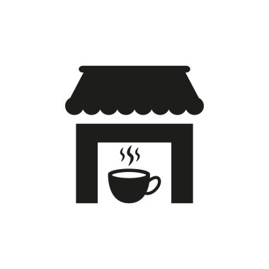 Beyaz arka planda kafe simgesi. Vektör illüstrasyonu